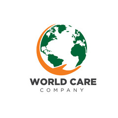 hand world care logo design for foundation and education