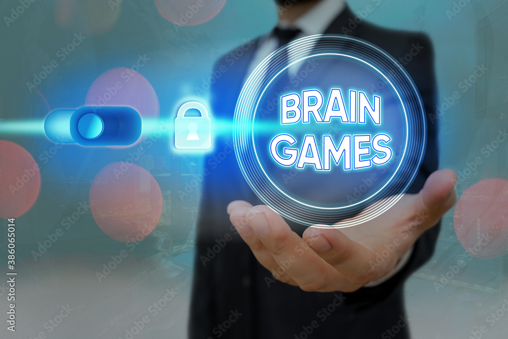 Fototapete text sign showing brain games. business photo text psychological tactic to manipulate or intimidate 