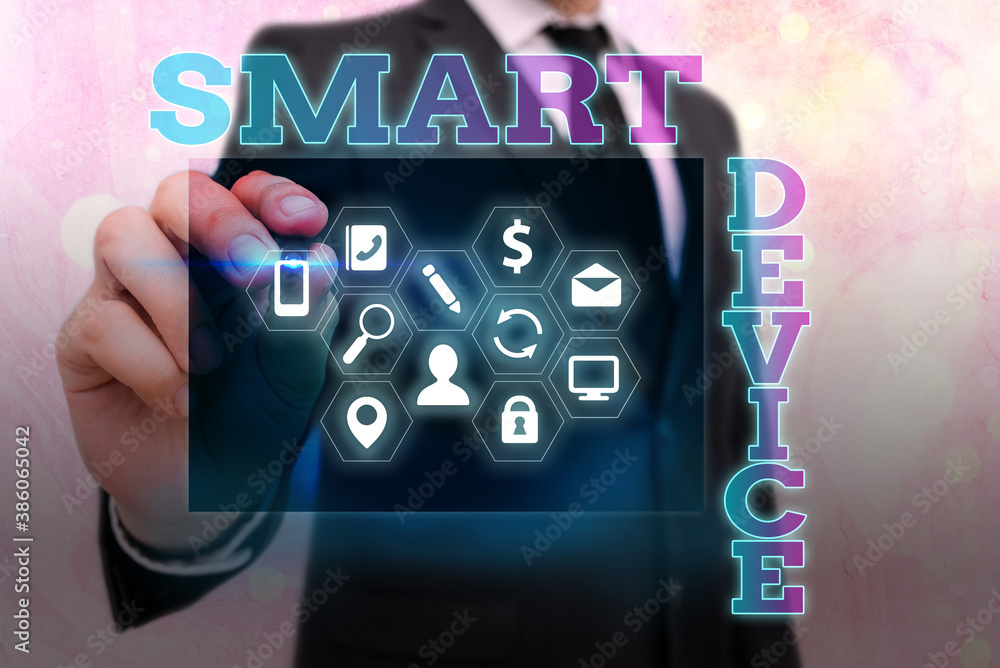 Poster writing note showing smart device. business concept for electronic gadget that able to connect share