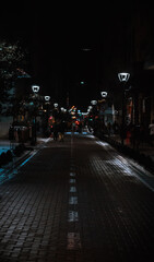 Empty street on rainy night