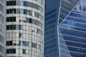 Close up of Modern office buildings in the parisian business district, Paris, France