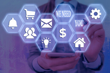 Word writing text We Need You. Business photo showcasing to fulfill the needs of the assignment...