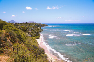 Fototapeta na wymiar Kuilei Cliffs Beach Park, Diamond Head lookout，Honolulu, Oahu, Hawaii