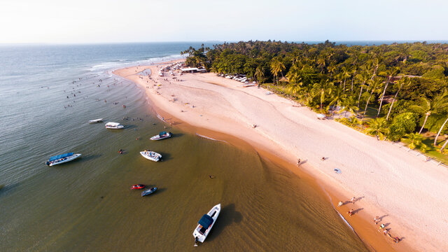 Imagem A&eacute;rea de Barra Grande na Pen&iacute;nsula de Mara&uacute;, Camamu, Bahia, Brasil