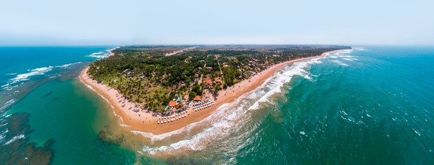 Panoramica aérea de Taipus de Fora na Península de Maraú, Bahia, Brasil