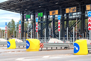 Empty checkpoint gate at toll road, Moscow region, 15/10/2020
