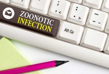 Conceptual hand writing showing Zoonotic Infection. Concept meaning communicable disease...