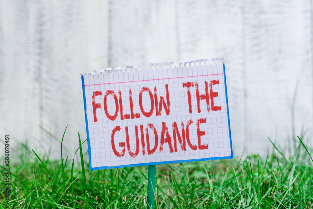 Poster word writing text follow the guidance. business photo showcasing controlling a course of projectile 