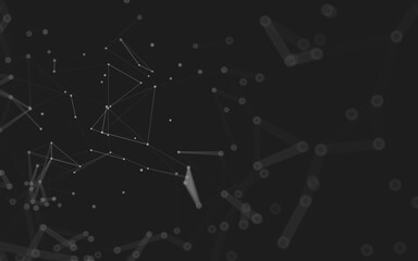 Abstract background. Molecules technology with polygonal shapes, connecting dots and lines. Connection structure. Big data visualization.