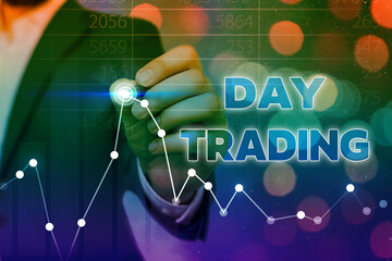 Conceptual hand writing showing Day Trading. Concept meaning securities specifically buying and...