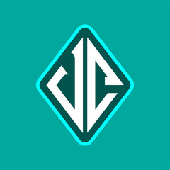 Colored monogram logo curved oval shape initial letter vc logo vector