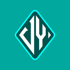 Colored monogram logo curved oval shape initial letter vy logo vector