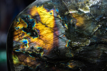 4K Vibrant colors of Labradorite stone