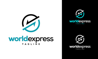 World Express delivery logo, Logistic company vector logo template