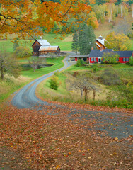 landscape of autumn view of Vermont farm