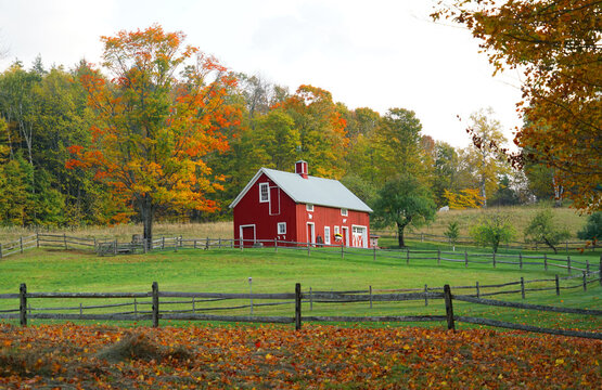 farm house in the autumn farmland