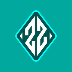 Colored monogram logo curved oval shape initial letter zz logo vector