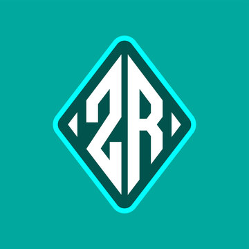 Colored monogram logo curved oval shape initial letter zr logo vector