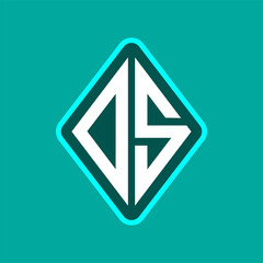 Colored monogram logo curved oval shape initial letter ds logo vector