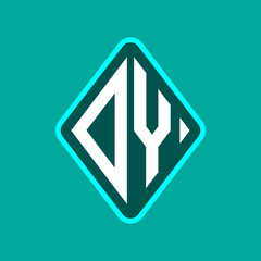 Colored monogram logo curved oval shape initial letter dy logo vector