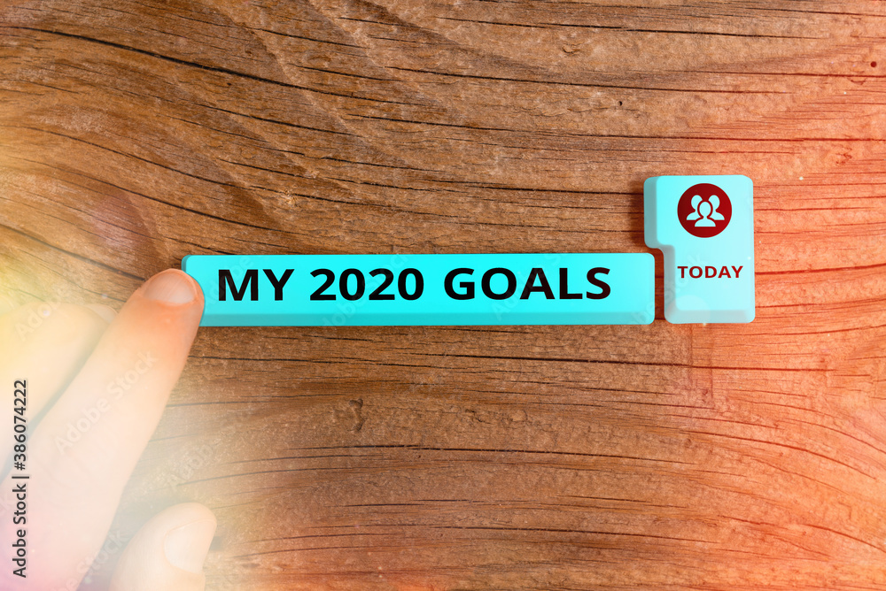 Poster handwriting text writing my 2020 goals. conceptual photo setting up an individualal goals or plans f