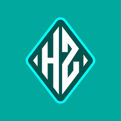 Colored monogram logo curved oval shape initial letter hz logo vector
