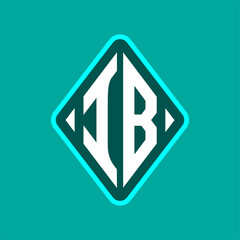 Colored monogram logo curved oval shape initial letter ib logo vector
