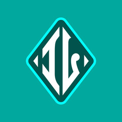 Colored monogram logo curved oval shape initial letter il logo vector