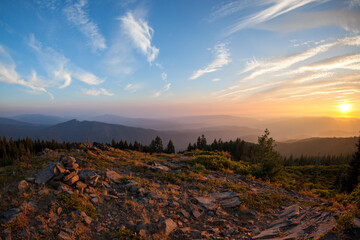 Sunset Landscape High Cascade Mountains