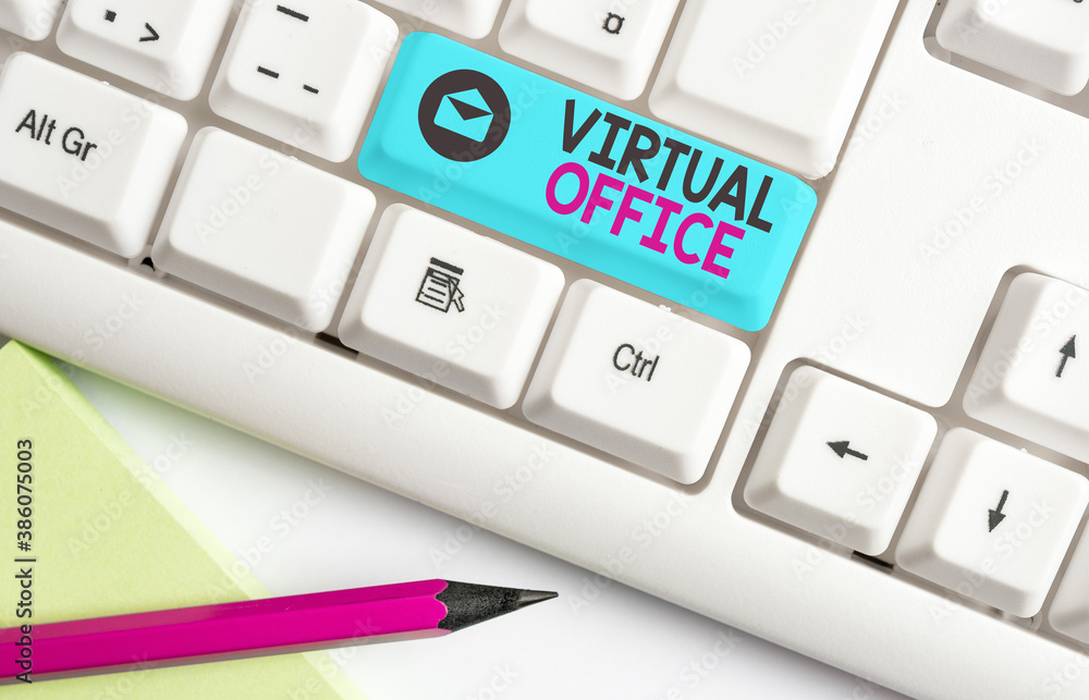 Poster handwriting text virtual office. conceptual photo operational domain of any business or organization