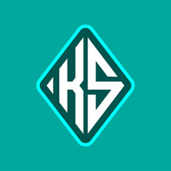 Colored monogram logo curved oval shape initial letter ks logo vector