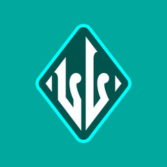 Colored monogram logo curved oval shape initial letter ll logo vector