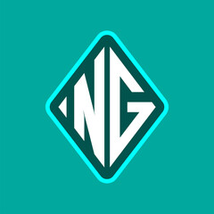 Colored monogram logo curved oval shape initial letter ng logo vector