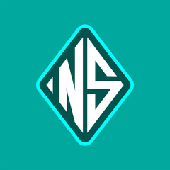 Colored monogram logo curved oval shape initial letter ns logo vector