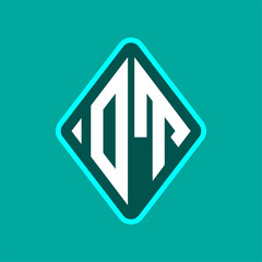 Colored monogram logo curved oval shape initial letter ot logo vector