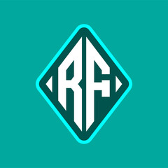 Colored monogram logo curved oval shape initial letter rf logo vector