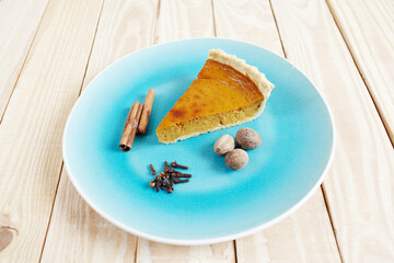 Traditional Thanksgiving homemade pumpkin pie 