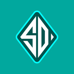 Colored monogram logo curved oval shape initial letter so logo vector