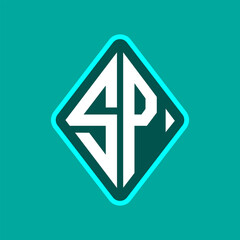 Colored monogram logo curved oval shape initial letter sp logo vector