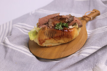 Roasted Beef Sandwich on White background