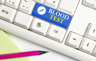 Conceptual hand writing showing Blood Test. Concept meaning Extracted blood sample from an organism...