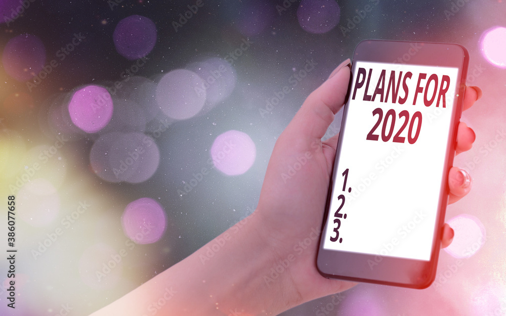 Poster conceptual hand writing showing plans for 2020. concept meaning an intention or decision about what 