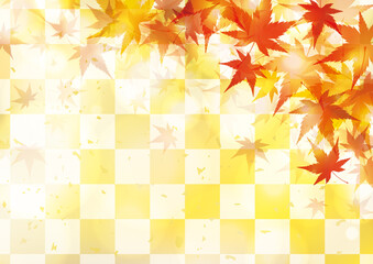 紅葉と市松模様 秋の和風背景 Wall Mural Wallpaper Murals メガネ 紅葉と市松模様 秋の和風背景 Wall Mural Wallpaper Murals メガネ