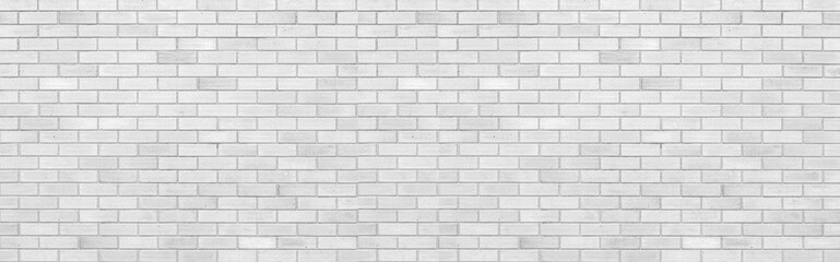 Panorama of White stone brick wall seamless background and pattern texture