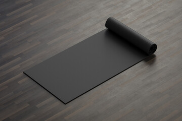 Black yoga mat - obrazy, fototapety, plakaty