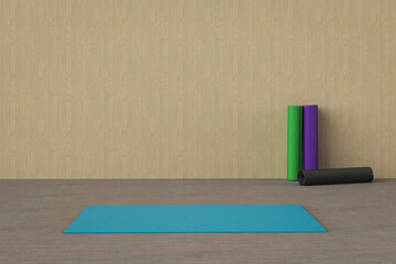 Yoga mat on the floor