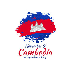 November 9, Independence day of Cambodia Vector Illustration. Suitable for greeting card, poster and banner.