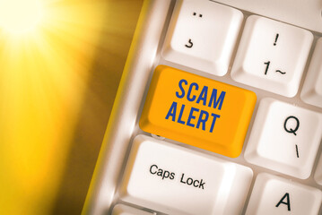 Text sign showing Scam Alert. Business photo text unsolicited email that claims the prospect of a...