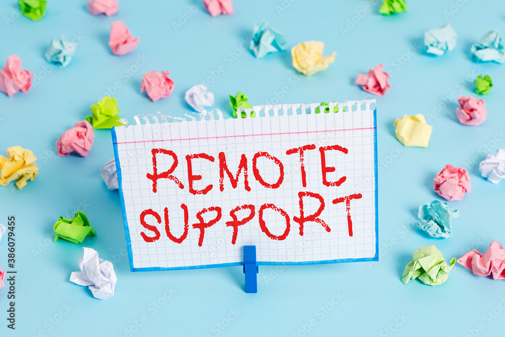 Aufkleber handwriting text remote support. conceptual photo type of secure service, which permits representati