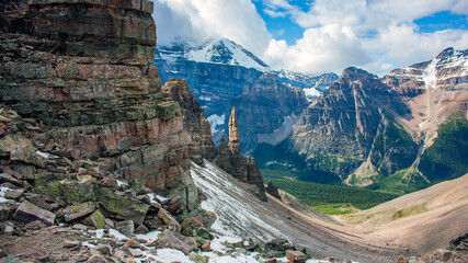 Unspoiled, spectacular scenery from the Sentinel Pass trail near Lake Moraine, Alberta